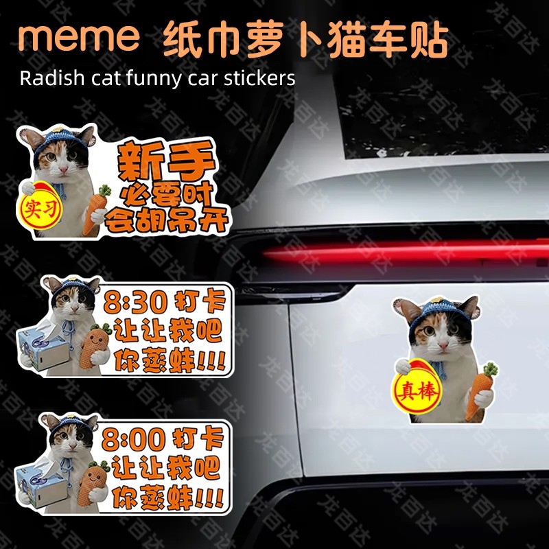 真棒小猫车贴强磁吸萝卜纸巾猫搞笑猫咪新手实习司机警示磁性车贴,汽车用品/电子/清洗/改装,汽车装饰贴/反光贴,淘宝优惠券,粉丝福利购,淘宝优惠卷