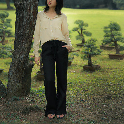 油腻头Unito「O Sole Mio我的太阳」亚麻松紧腰口袋长裤