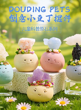天然水晶跨境伴手礼家居风水摆件多材质萤石创意可爱小豆丁
