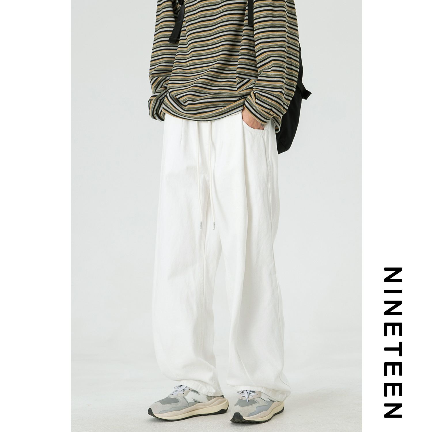 简约纯色阔腿直筒休闲裤牛仔裤