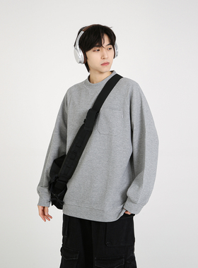 NineteenAutumn秋季日系休闲圆领卫衣长袖内搭插肩袖上衣打底衫男