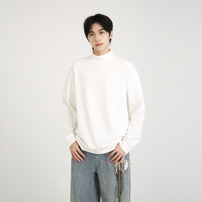 NineteenAutumn 重磅德绒纯色百搭半高领T恤保暖打底衫男女同款