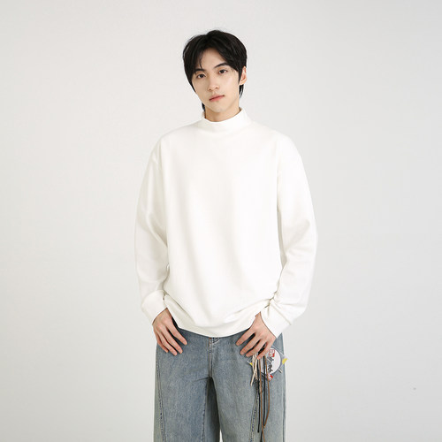 NineteenAutumn 重磅德绒纯色百搭半高领T恤保暖打底衫男女同款