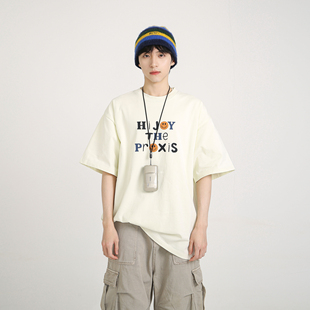 NineteenAutumn 男生短袖 T恤宽松半袖 印花学生青少年上衣潮牌 夏季