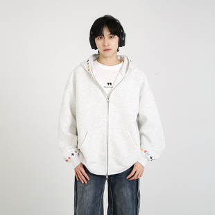 开衫 情侣装 连帽卫衣刺绣潮牌宽松外套男女 新款 NineteenAutumn秋季