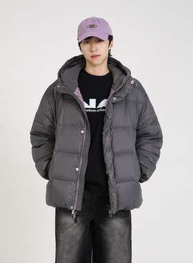 NineteenAutumn 冬季宽松连帽羽绒服美式休闲潮牌90白鸭绒外套男