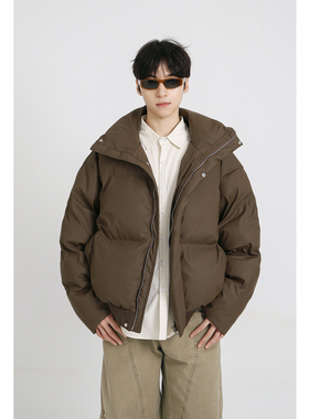 十九秋/冬季新款美式复古立领棉服外套宽松帅气棉衣男生