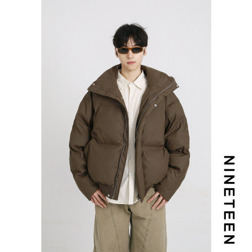 十九秋/冬季新款美式复古立领棉服外套宽松帅气棉衣男生