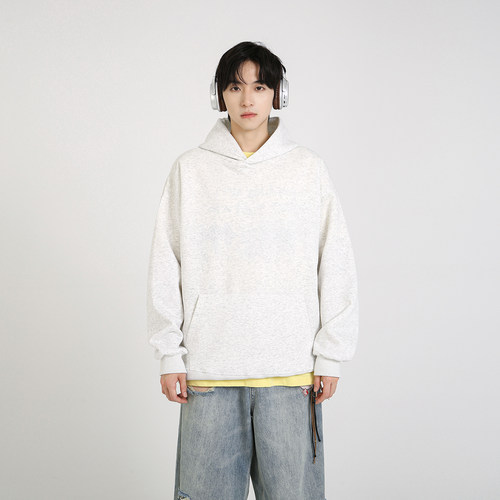NineteenAutumn秋季美式宽松纯色基础百搭卫衣情侣男女同款连帽衫