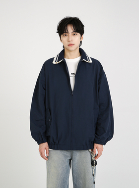 NineteenAutumn 美式复古学院风双领子设计短款夹克宽松外套男女