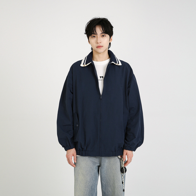 NineteenAutumn 美式复古学院风双领子设计短款夹克宽松外套男女