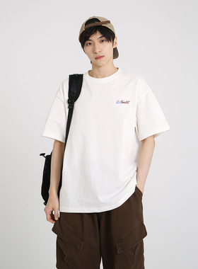 十九秋/2025夏装新款重磅270g短袖T恤宽松学生青少年百搭半袖上衣