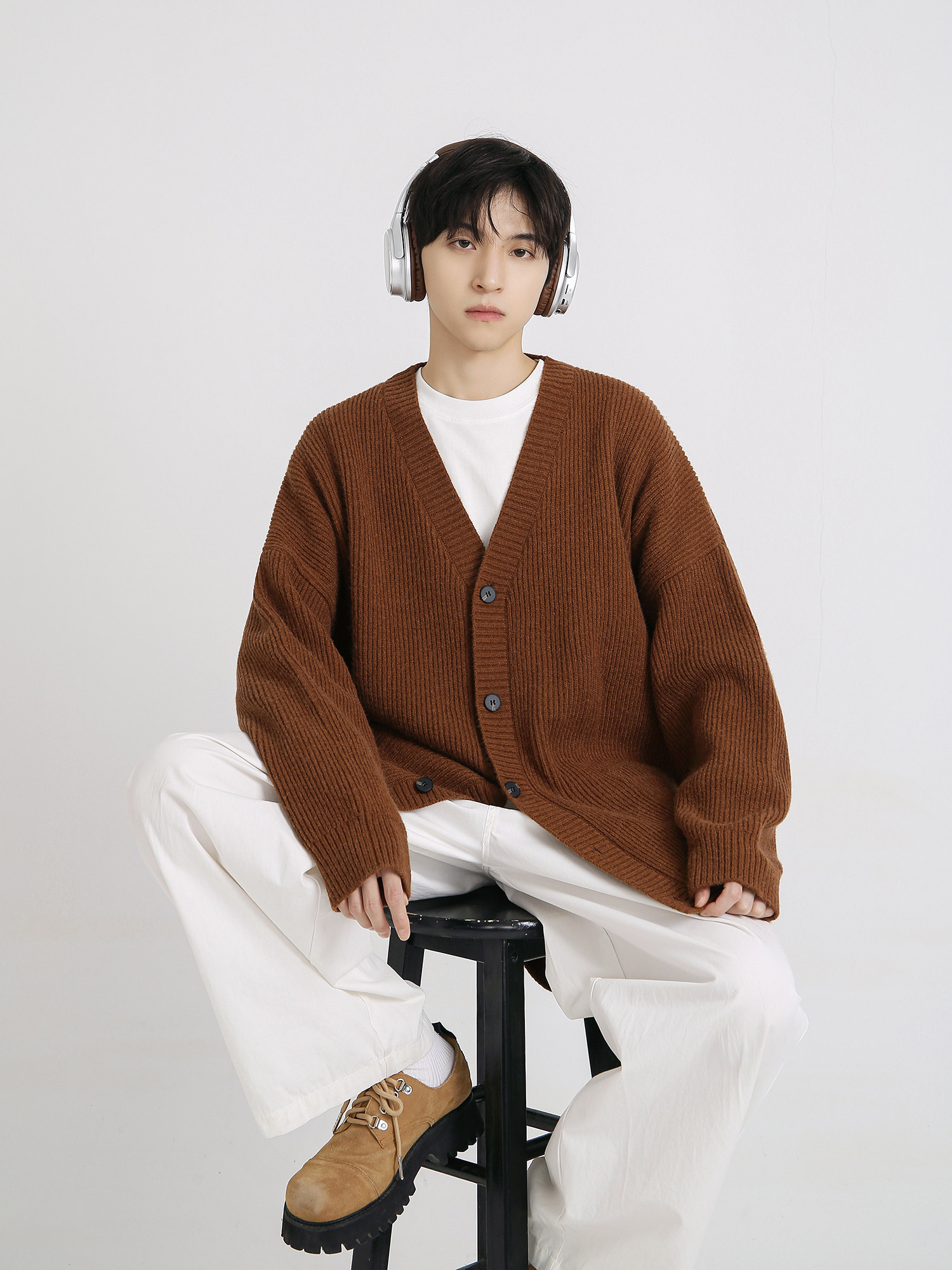 19 가을|기본 다용도 카디건 스웨터 V 넥 루즈 스웨터 재킷 학생 일본 복고풍 남성과 여성