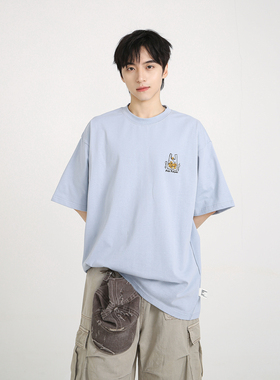 NineteenAutumn 设计感美式复古学生卡通创意趣味印花短袖T恤男女