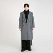 NineteenAutumn男士 毛呢大衣中长款 加棉加厚垫肩韩系风衣呢子外套