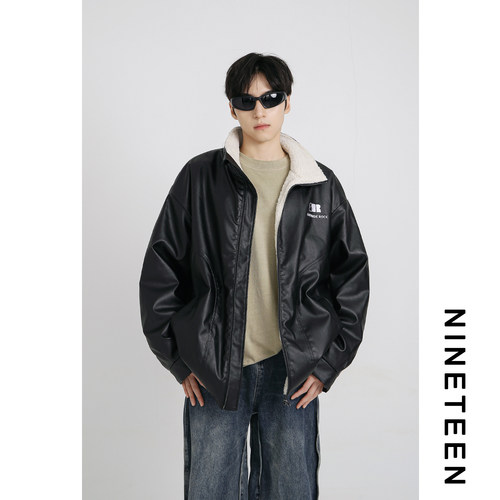 内里羊羔毛加厚立领PU皮棉衣