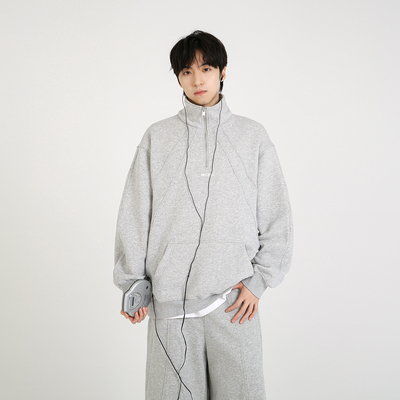 NineteenAutumn 半拉链立领卫衣宽松美式潮牌套头运动上衣外套男