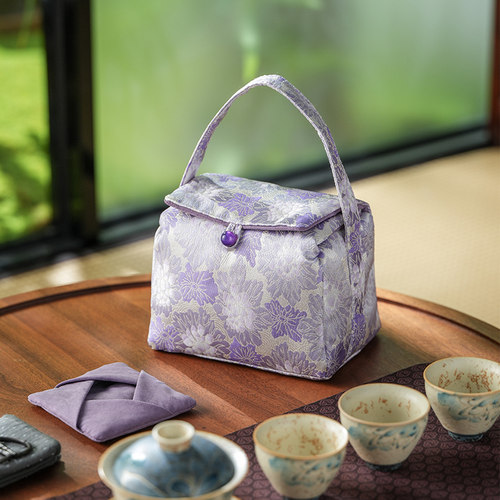 织锦便携旅行茶具收纳包
