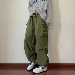 港风ins学生休闲裤男漂亮宽松工装裤2025春秋季潮牌时尚九分裤子,学生洛丽塔风格穿搭图片