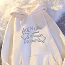 大童慵懒秋冬初高中女生幸运星英文字母印花连帽带兜运动百搭卫衣