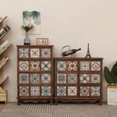 复古斗柜实木储物柜彩绘柜子床头柜小型多层收纳柜客厅置物抽屉柜
