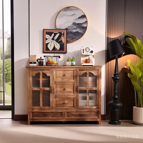 云东方胡桃美式玄关展示柜