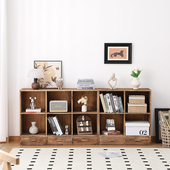 实木书柜组合矮柜落地书架客厅餐边柜复古收纳格子柜置物柜陈列架