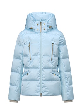 2025冬季新款小众纯色连帽防水滑雪服修身长袖保暖羽绒服外套女款