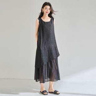 现货2026春夏季新款条纹撞色拼接吊带短裙修身显瘦无袖连衣裙女款