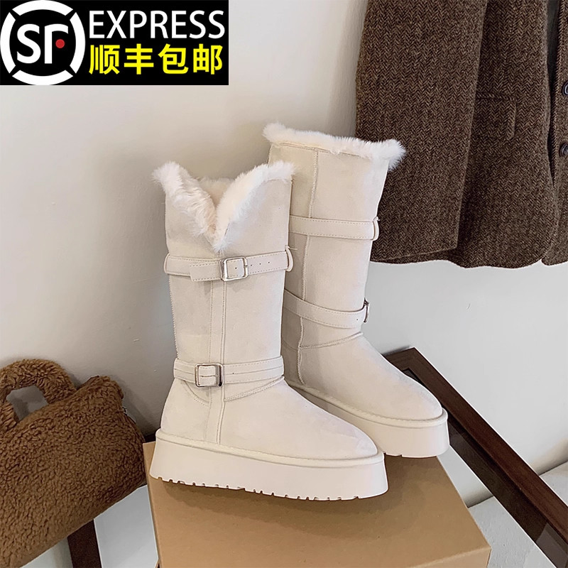 厚底雪地靴皮带扣长靴女2025秋冬新款两穿棉靴东北棉鞋加绒短靴女,女鞋,时尚雪地靴,淘宝优惠券,粉丝福利购,淘宝优惠卷