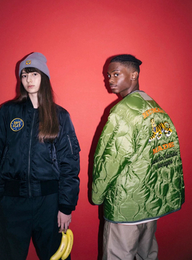 日单 hum 男女同款飞行夹克 薄棉衣 不退