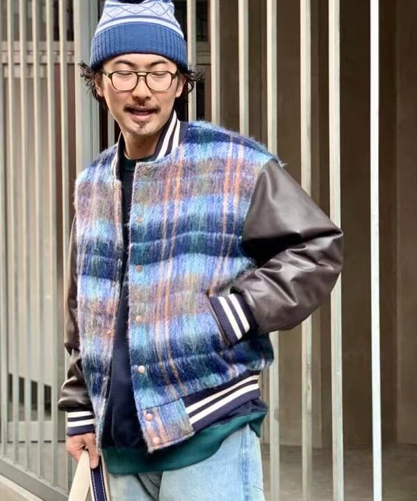 日单 beaM男女同款 棒球服 毛呢搭配小牛皮帅气爆棚 不支持退换