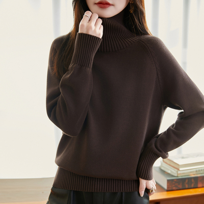 加厚高领纯棉针织衫女