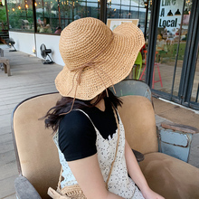 百搭沙滩出游遮阳太阳帽草编大沿防晒渔夫帽 草帽女夏小清新韩版