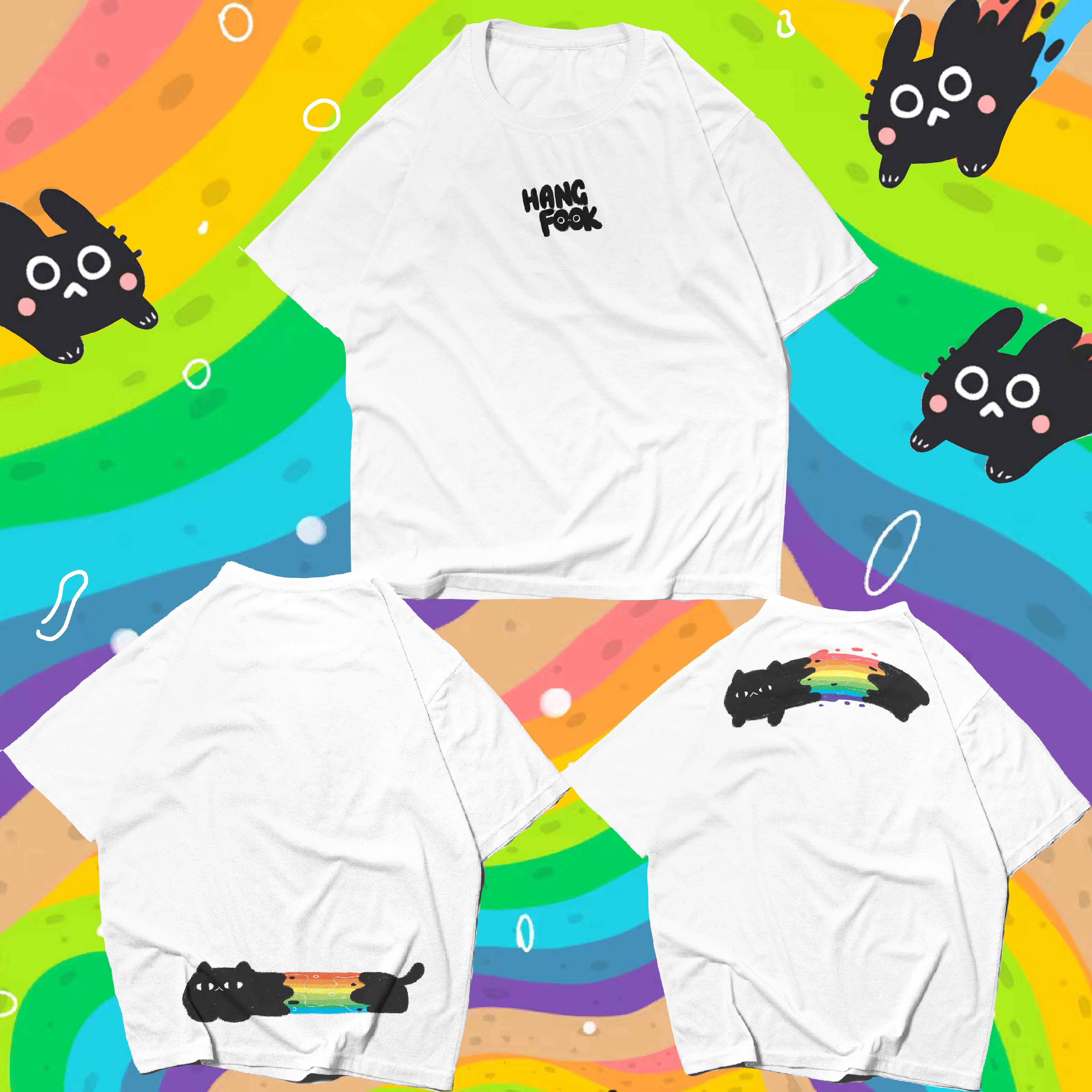 hangfook后图案小猫大码原创大码