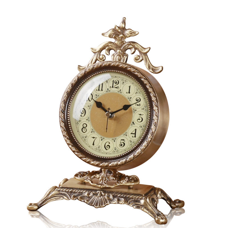 tqj欧式座钟黄铜床头静音客厅坐钟时钟台钟卧室钟表石英钟