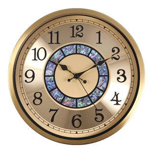 TQJ轻奢简约静音黄铜挂钟客厅卧室家用时尚挂墙时钟电波石英钟表