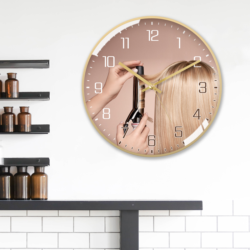 理发店个性静音表挂时钟定制