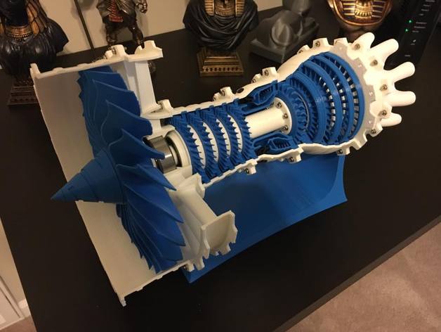 3D打印图纸飞机喷气式发动机引擎大型喷气式涡喷发动机拼装模型