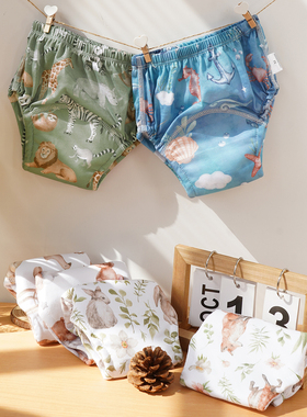 Happyflute婴幼儿仿棉如厕训练裤儿童隔尿裤可洗透气裤子