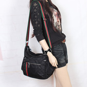 女包牛津布单肩斜跨尼龙彩条字母带时尚 休闲旅行挎包多隔层妈咪包