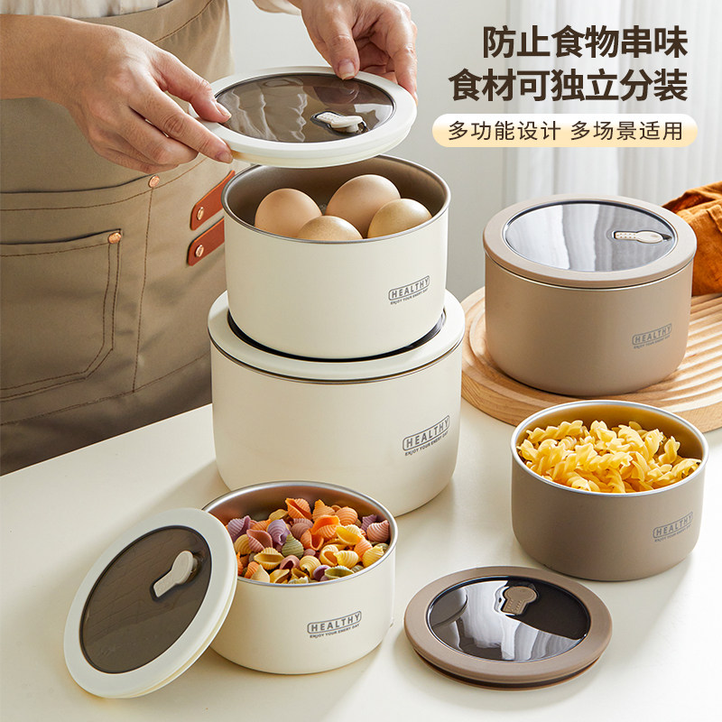 多层304不锈钢保鲜盒可微波炉加热密封饭盒大容量防串味储物盒