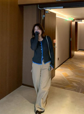 Q了个T大码女装微胖mm天丝羊毛珍珠扣长袖早秋外套显瘦巨好看上衣