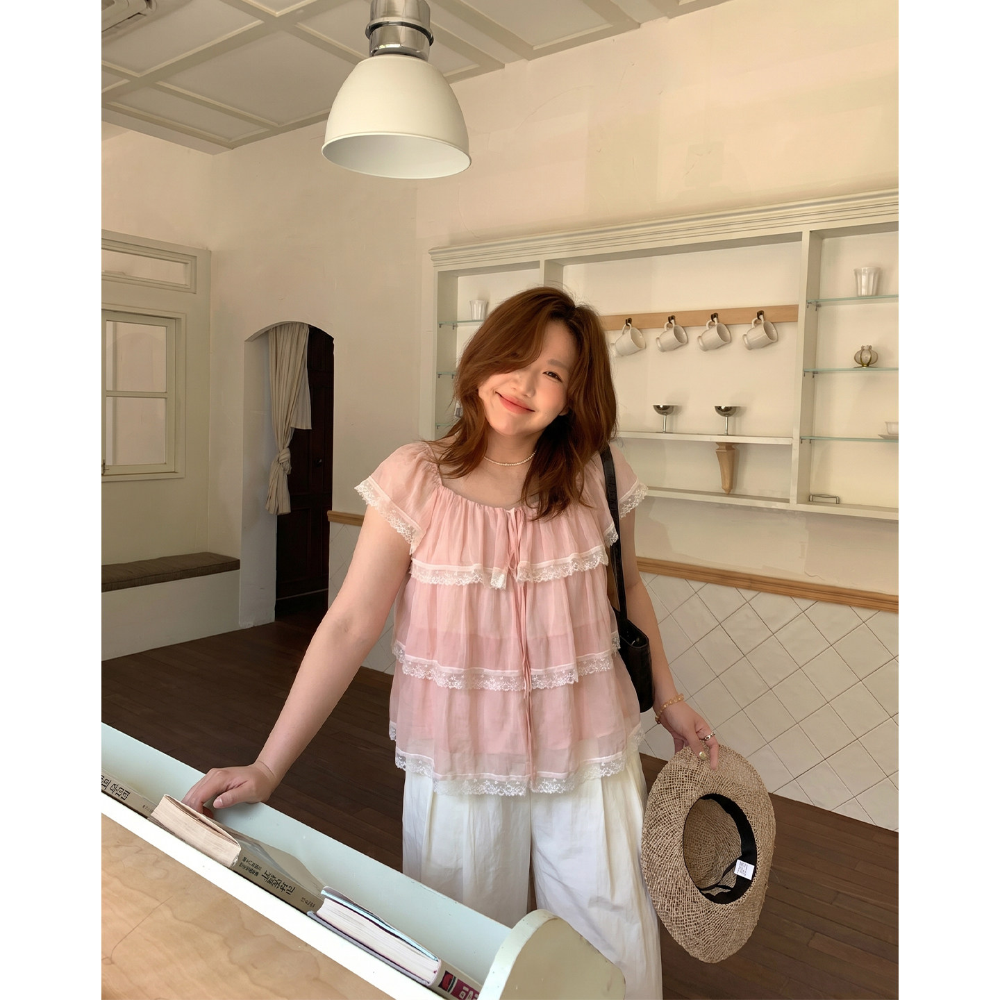 Q了个T大码女装夏胖mm法式巨好看短袖绝美漂亮遮肚小衫设计感上衣