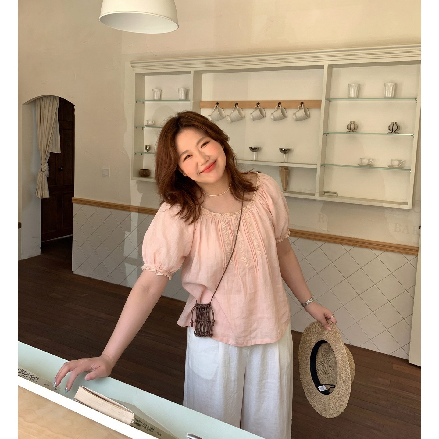 Q了个T微胖mm大码女装泡泡袖显瘦巨好看绝美夏季上衣苎麻天丝小衫