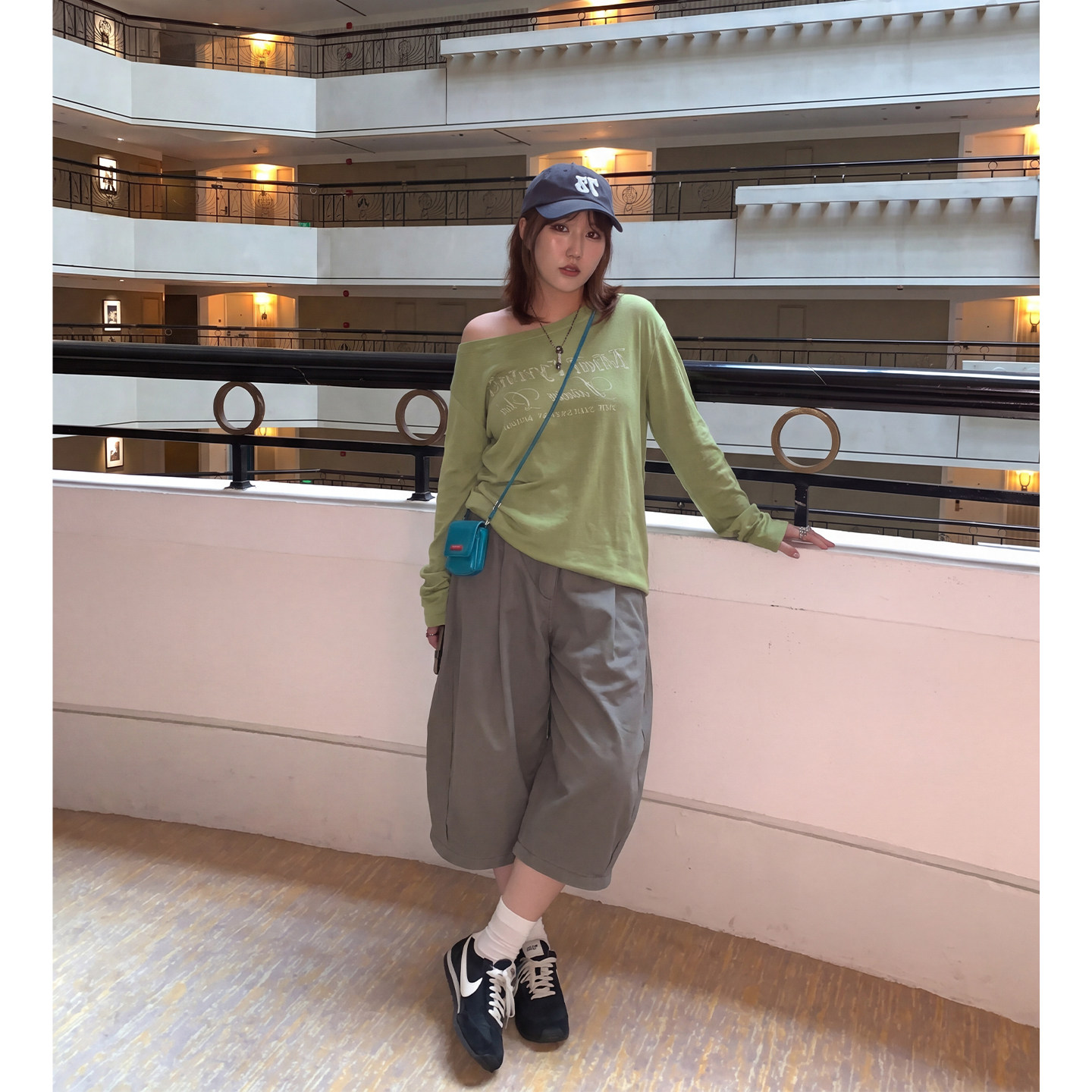 Q了个T大码女装微胖mm夏季新款水洗棉巨好看漂亮显瘦绝美七分裤子