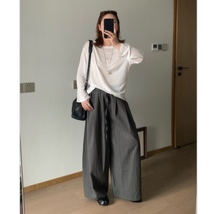 Q了个T 大码女装 胖mm女生季韩系慵懒风阔腿休闲长裤显瘦遮肉穿搭