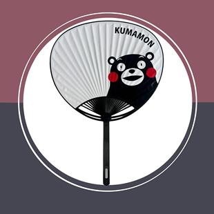 现货秒发 防晒便携扇子夏日礼物cosplay道具 熊本熊和风蒲扇圆扇