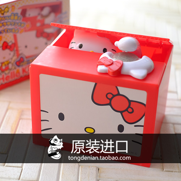 日本正品 hello kitty 熊本熊 偷钱小猫咪 储蓄罐 创意硬币存钱罐