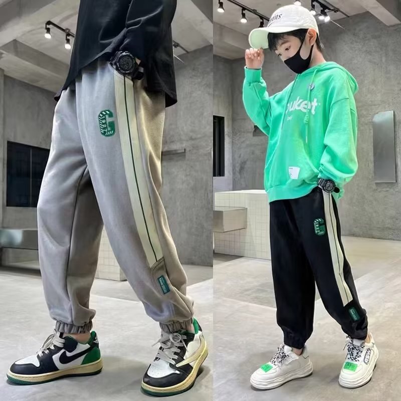 男童裤子2023新款童装中大童刺绣休闲裤束脚卫裤春秋款儿童运动裤